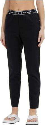 Ermanno Scervino Rechte Broek - Dames - Straight fit broeken - Zwart - XL - Katoen - Broeken