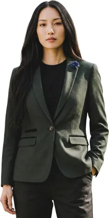 House of Cavani Dames groene geruite wol mix visgraat tweed op maat gemaakte blazer - Caridi