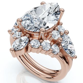 Pompeii3 Certified 2.90Ct Pear Diamond Engagement Ring Set 14k Gold or Pt Lab Grown