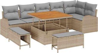 vidaXL Garden Sofa Set with Cushion 9 pcs Beige and Light Grey vidaXL