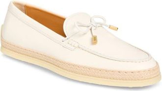 Tod's Raffia Trim Boat Shoe in Bianco Calce at Nordstrom, Size 8.5Us