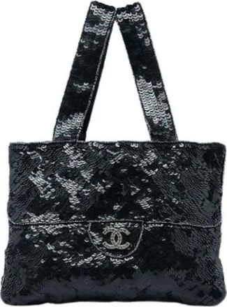 Chanel Pre-owned Vintage Tote - Dames - Vintage Shopper - Zwart - ONE Size - Pailletten - Vintage