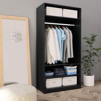 vidaXL Vidaxl - Armario De Madera Contrachapada Negro 100x50x200 Cm