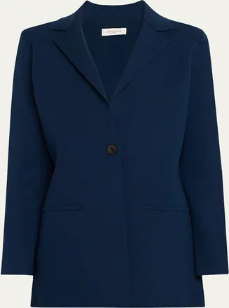 Lafayette 148 New York Single-Button Matte Crepe Blazer