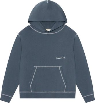 Museum of Peace and Quiet Mens Wordmark Reverse Stitched Hoodie In Green