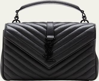 Saint Laurent College Medium Flap YSL Shoulder Bag in Quilted Leather