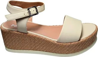 Pollini Wedge Sandalen - Dames - Sleehakken - Beige - 41 EU - Leer - Schoenen