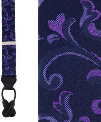 Trafalgar Store Christian the Romantic Brocade Silk Button End Suspenders in Purple at Nordstrom
