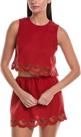 Onia Air Linen-Blend Scallop Tank