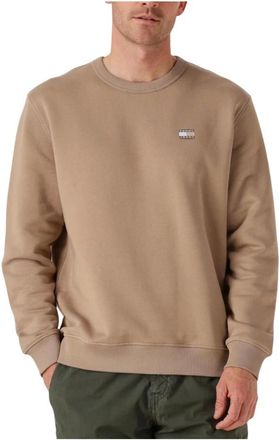 Tommy Jeans Hoodies & sweatvesten, Heren, Beige, XL, Katoen, Taupe Crew Neck Sweater voor Heren