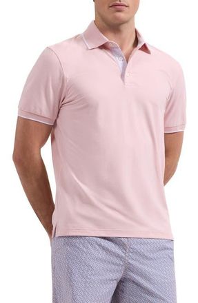 Bugatchi Performance Tipped Polo in Pink at Nordstrom, Size Xxx-Large