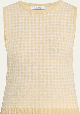 Vince Gingham Knit Tank Top