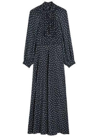 Rixo Rixo Paige Polka dot Silk Midi Dress - Navy - 16 (UK 16 / XL)
