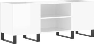 vidaXL Vidaxl - Mueble Discos Madera Contrachapada Blanco Brillo 121x38x48 Cm