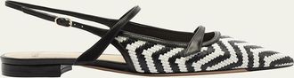 Alexandre Birman Tita Zig-Zag Raffia Slingback Flats