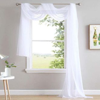 OEM Bufandas De Ventana Blancas Extralargas De 216 Pulgadas, Bufandas De Dosel De Voile Suave Con Textura Para Decoraci&oacute;n De Eventos Y Del Hogar, 60 Pulga