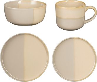 MiCa Decorations Vajilla de gres gris para 4 personas