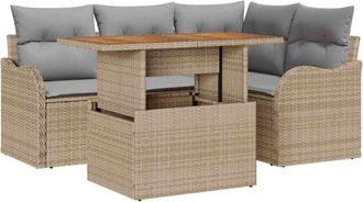 vidaXL Garden Sofa Set with Storage 5 pcs Beige Poly rattan vidaXL