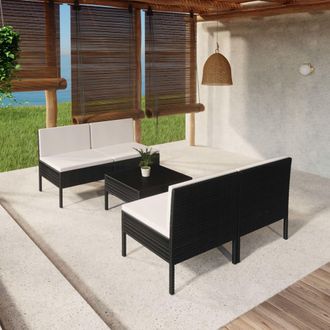 vidaXL 5 Pcs Garden Lounge Set Con Coj&iacute;n De Empuje De Terciopelo