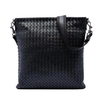 Bottega Veneta Vintage, unisex, Zwart, ONE Size, Leer, Pre-owned Woven Crossbody Bag