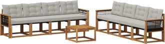vidaXL Conjunto De Sof&aacute;s De Exterior 9 Uds. Natural Y Gris Claro Vidaxl