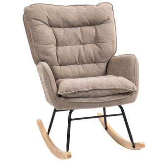OEM Silla Mecedora Con Patas De Madera De Haya Y Reposabrazos Mecedora Para Lactancia Carga 120 Kg Para Dormitorio Marr&oacute;n