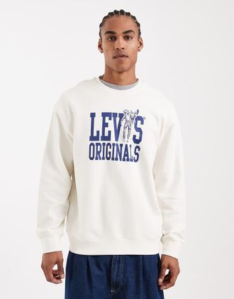 Levi's felpa relaxed con stampa sul retro in ecru-Bianco