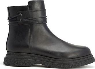 8 by YOOX LEATHER PLATFORM ANKLE BOOTS WITH STRING DETAILS