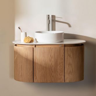 Sklum Conjunto De Mueble De Ba&ntilde;o Suspendido 90x50 Cm En Madera Carsone Sklum