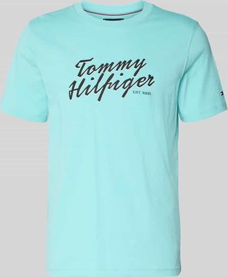 Tommy Hilfiger Regular Fit T-Shirt aus reiner Baumwolle in Tuerkis, Gr&ouml;&szlig;e XXL