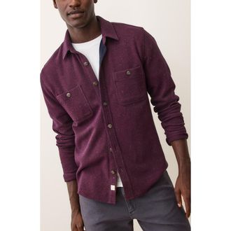 Marine Layer Pacifica Nep Stretch Twill Overshirt in Burgundy Neps at Nordstrom, Size Xx-Large
