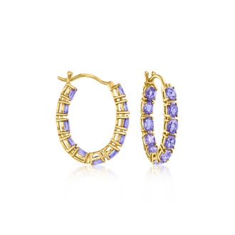 Ross-Simons Tanzanite Inside-Outside Hoop Earrings in 18kt Gold Over Sterling