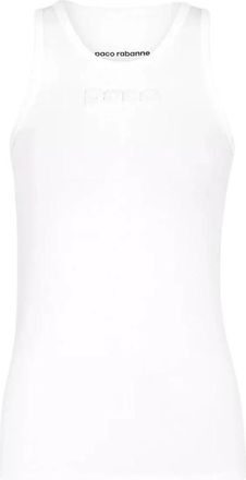 Paco Rabanne Witte Logo-Devore Katoenen Tanktop - Dames - Tops zonder mouwen - Wit - L - Katoen - Tops