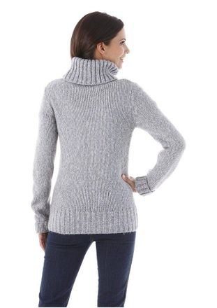 Aniston Rollkragenpullover ANISTON CASUAL, Damen, Gr. 34, grau (grau, meliert), Grobstrick, Obermaterial: 100% Polyacryl, meliert, figurbetont h&uuml;ftbedeckend, 