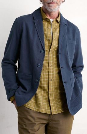 Seasalt Cornwall Tollgate Linen & Organic Cotton Blazer in Sea Cave at Nordstrom, Size Xx-Large