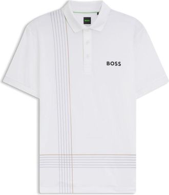 BOSS Active quick-dry polo shirt with check artwork