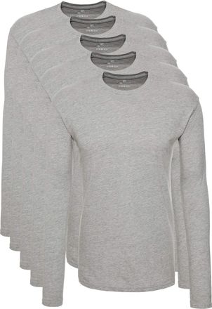 Lower East Basic Mens Long-Sleeved T-Shirt, Pack of 5, Grey, 3XL