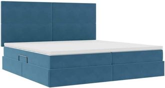 vidaXL Bed with Mattress with LED Dark Blue 200 x 200 cm Velvet vidaXL