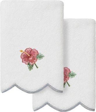 Linum Home Textiles 100% Turkish Cotton Maui Scallop 2Pc Embellished Fingertip Towel Set