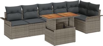 vidaXL Garden Sofa Set with Cushion 7 pcs Grey 100 x 55 x 73 cm Vidaxl