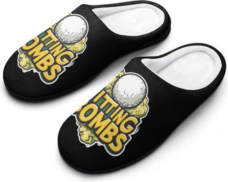 Generic Hitting Bombs Golf Ball Slippers Men Winter Warm Cotton Anti-Slip Indoor Slip-Ons House Shoes