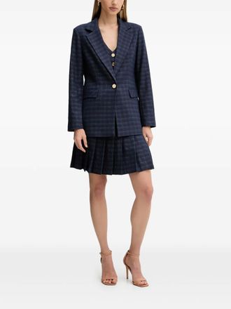 Fracomina pleated check-print mini skirt - Blue