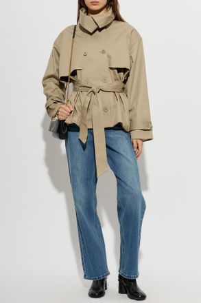 Rotate Short Oversize Trench Coat, Womens, Beige
