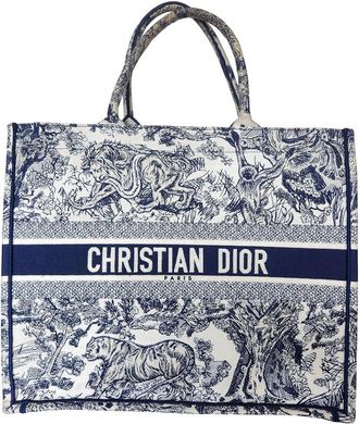 Dior Navy Blue Canvas Book Small Tote Bag (Authentic Pre-Loved)