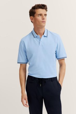 Bugatti Poloshirt BUGATTI, Herren, Gr. XXL, blau (320, hellblau), 100% Baumwolle, unifarben, normal, ohne Ausschnitt, Rippb&uuml;ndchen, Shirts Poloshirt, mit Kont