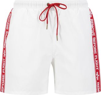 Alpha Industries Shorts ALPHA INDUSTRIES RBF Tape Swim Short, Herren, Gr. XS, Normalgr&ouml;ssen, weiss (wei&szlig;), Obermaterial: 100% Polyester, Futter: 100% Polyester, Hosen 