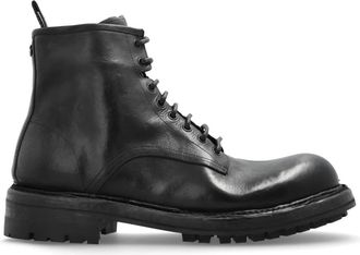 Dolce & Gabbana Leren enkellaarzen - Heren - Veterlaarzen - Zwart - 40 EU - Leer - Schoenen
