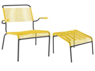 Schubiger M&ouml;bel Spaghetti-Lounger + Hocker S&auml;ntis mit Armlehnen