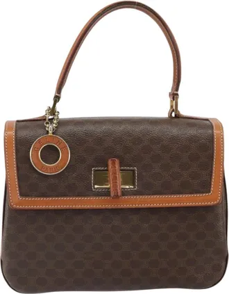 Celine Triomphe Vintage Handbag Macadam Canvas Brown Pvc Handbag (Pre-Owned)