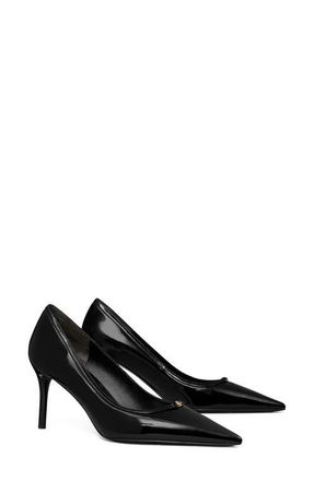 Tory Burch Double T Buckle Pointed Toe Pump in Perfect Black /Black at Nordstrom, Size 5.5